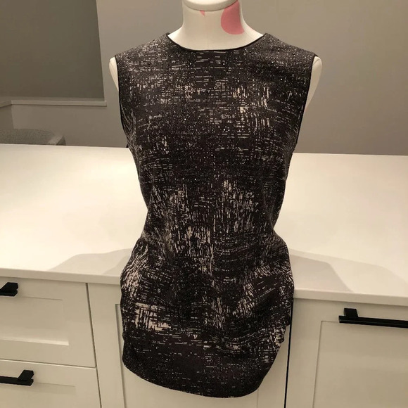 NIC+ZOE Sleeveless Crew Neck Knit Top Abstract Print w Sparkle Gray Sz M NWOT - Picture 2 of 11